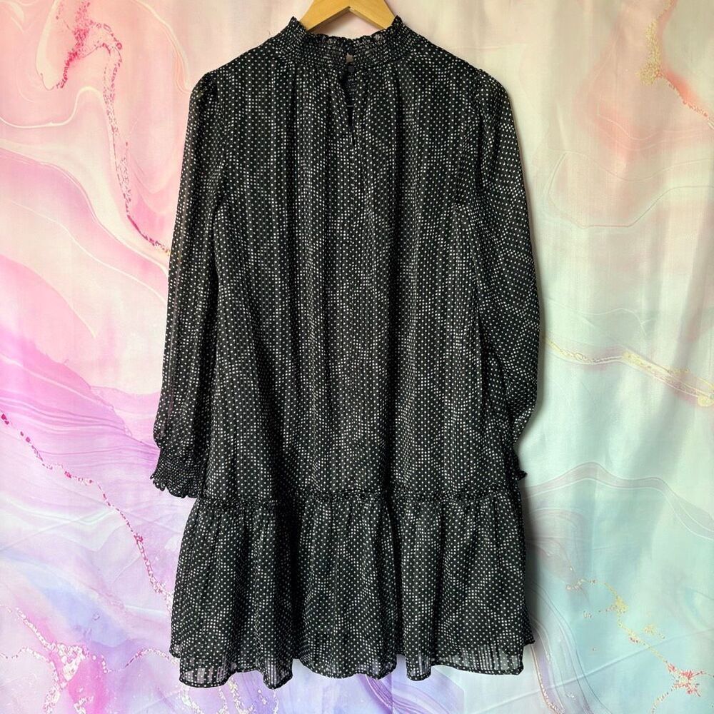 J. Crew S Black White Polka Dot Sheer Dress Preppy Romantic Retro Classy Evening - Picture 2 of 8